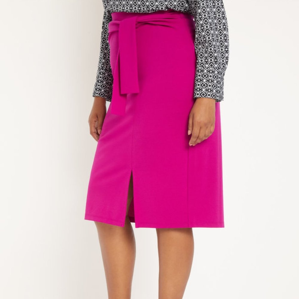 ELOQUII pull on midi skirt BLACK